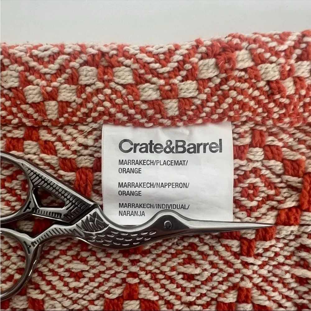 2 Crate & Barrel Orange Knit Marrakech Placemats